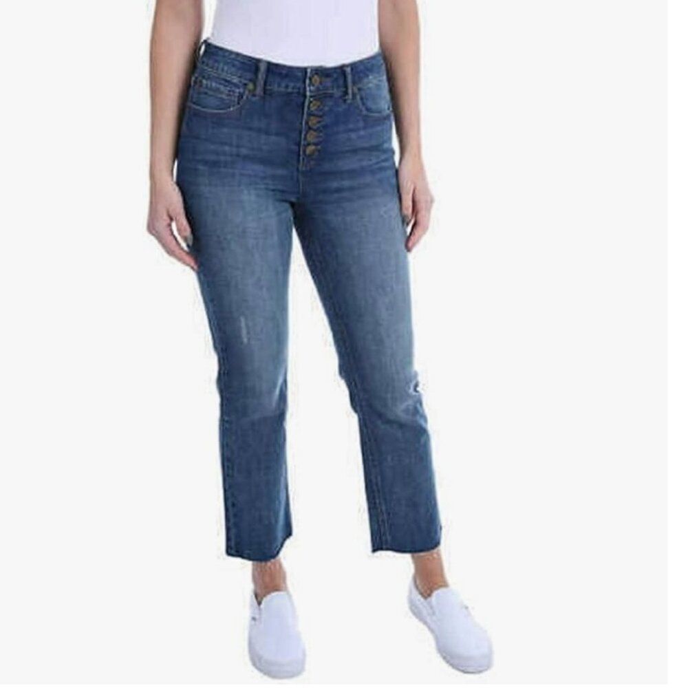Kenneth Cole Ladies' Button Fly High Rise Straight Leg Raw Hem in Size 10